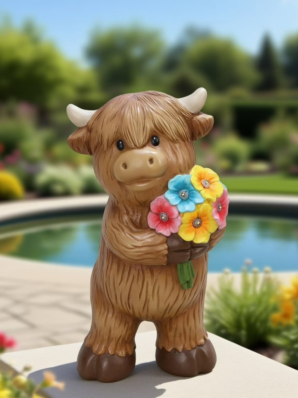 10.75" H Mainstays Outdoor Solar Highland Cow Statue